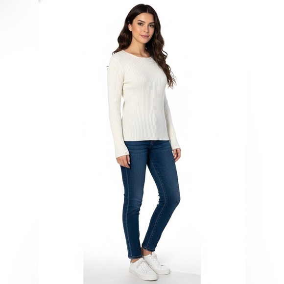Liz Claiborne Sweaters - Liz Claiborne Lizwear Cream Ribbed Knit Long Sleeve Sweater Size M